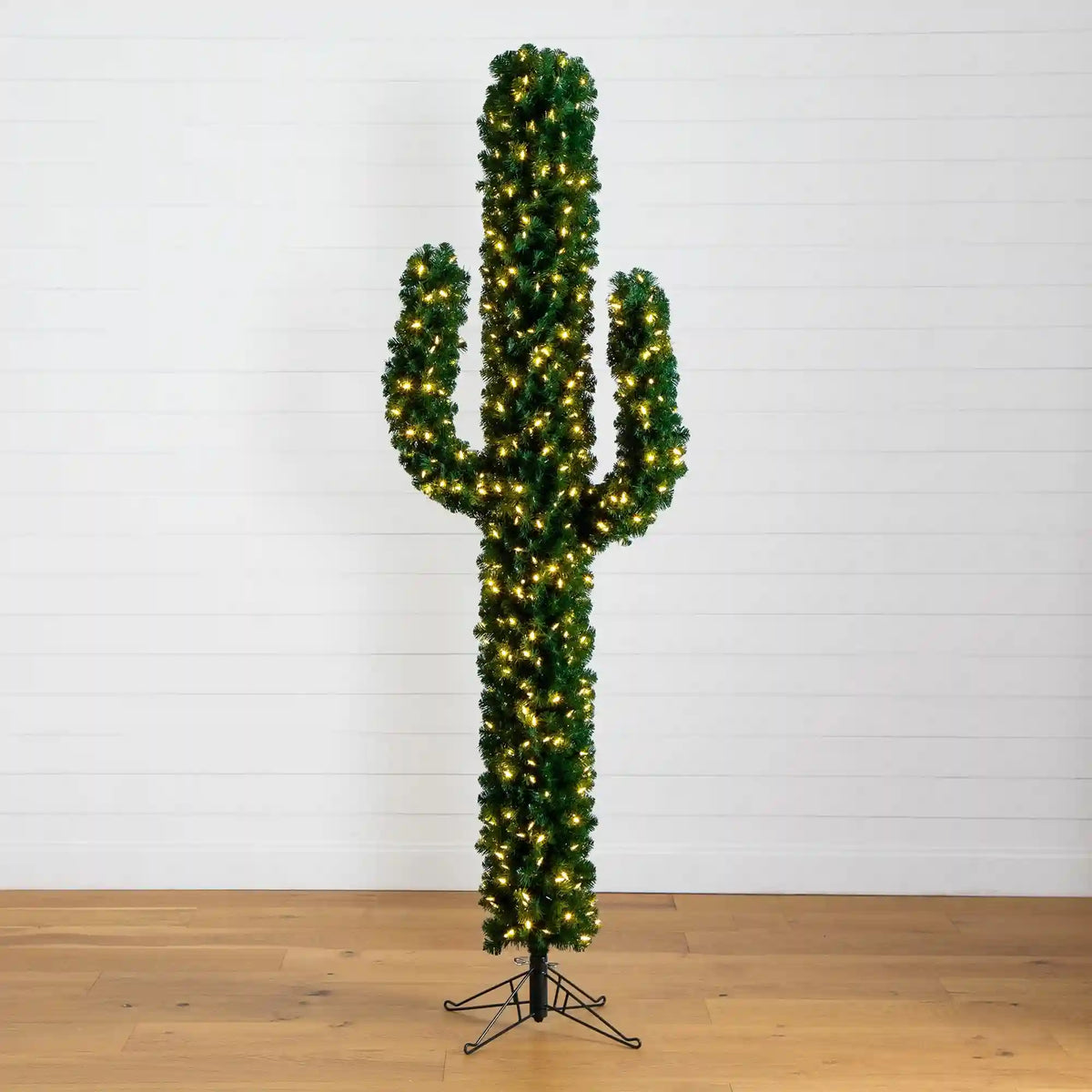 7' Pre-Lit Artificial Cactus Christmas Tree with 500 Micro LED Lights