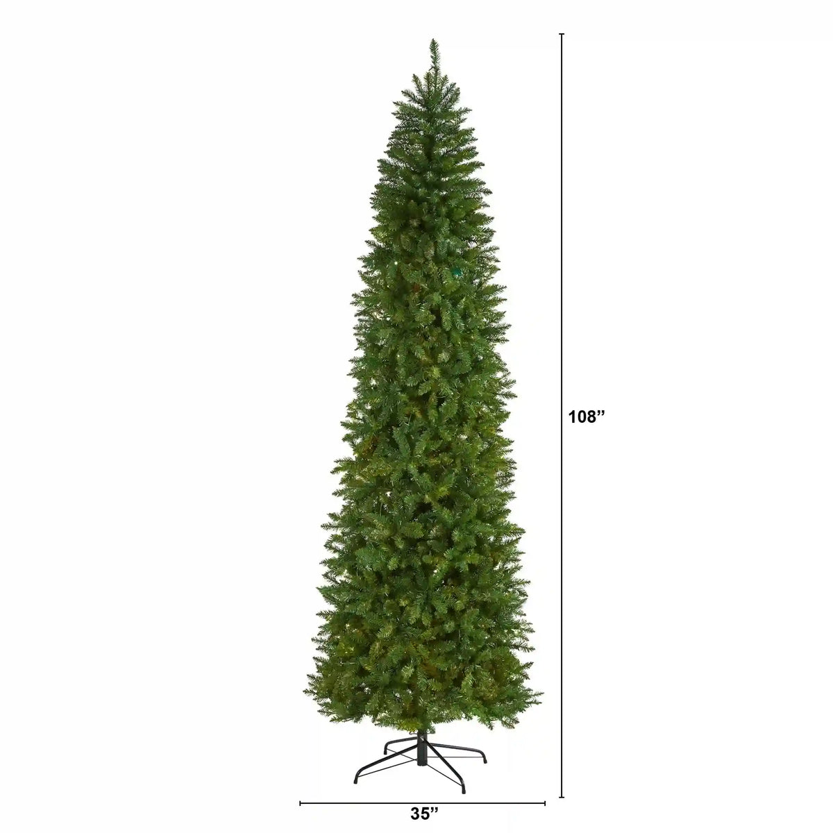 9’ Slim Green Mountain Pine Artificial Christmas Tree with 1860 Bendable Branches