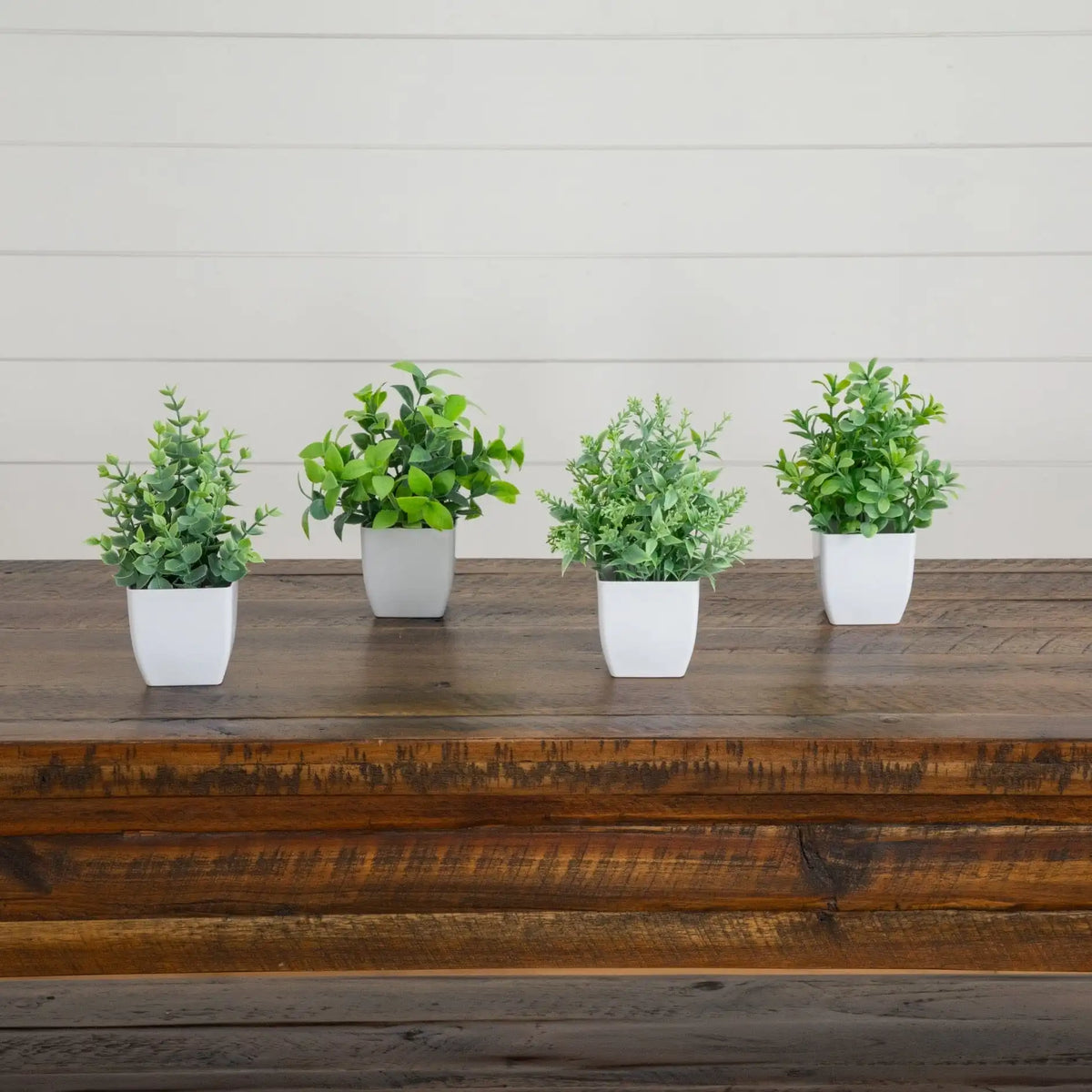8” Artificial Mini Potted Plants - Set of 4