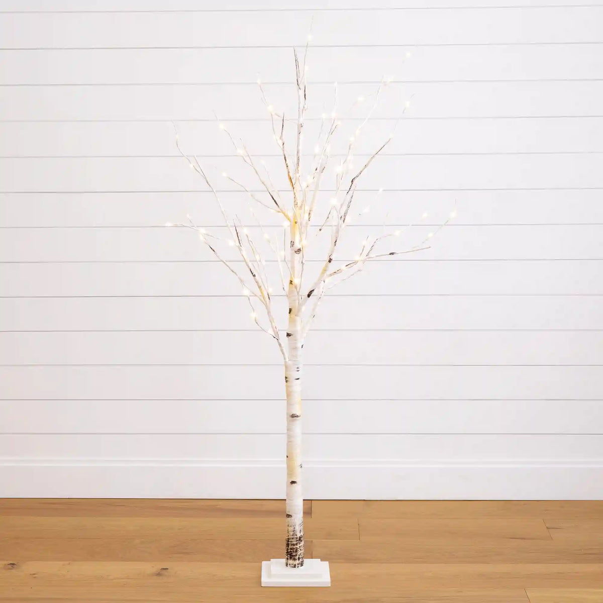 5' Pre-Lit Artificial Birch Tree with 76 Warm White LED Lights