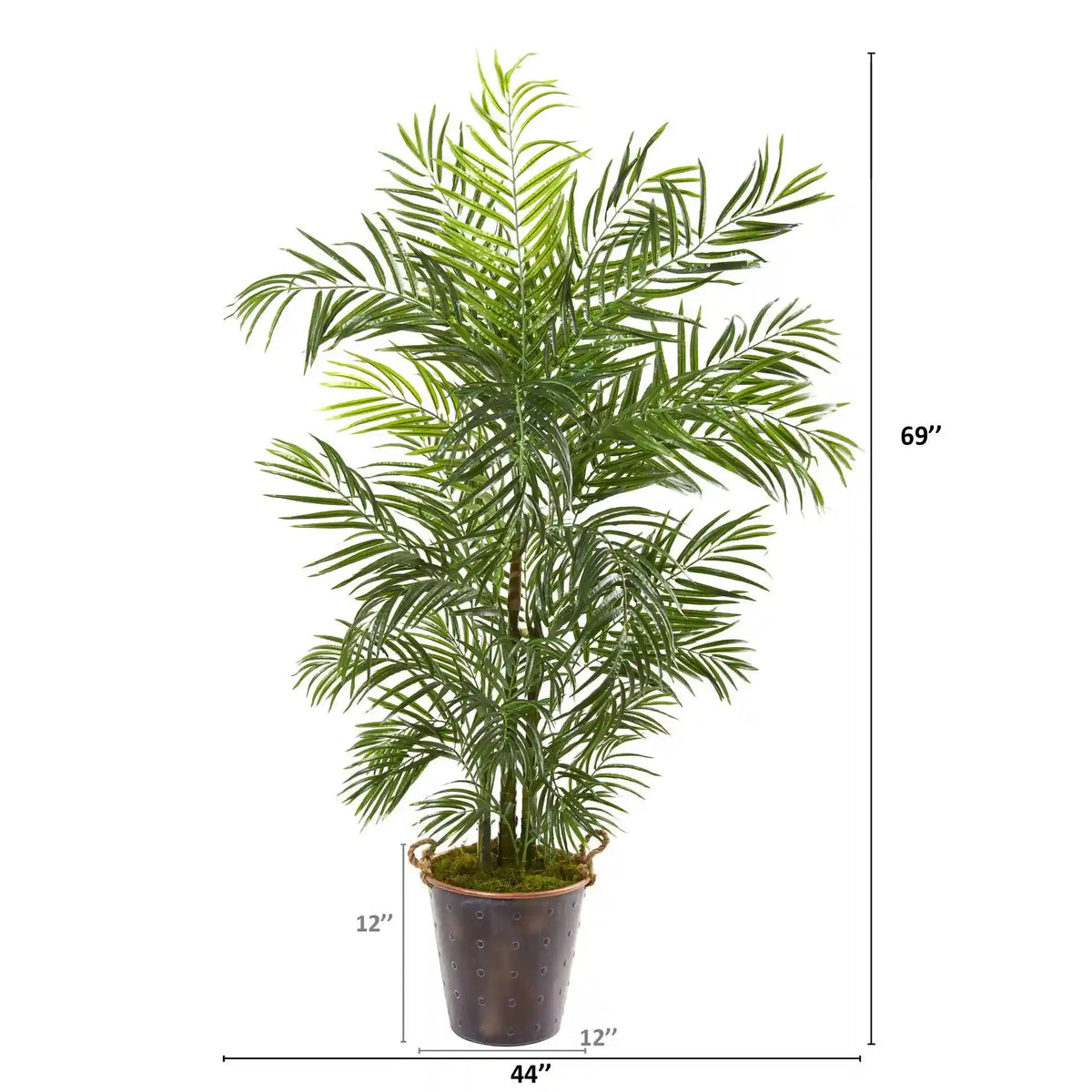 69” Areca Palm Artificial Tree in Metal Pail (Indoor/Outdoor)