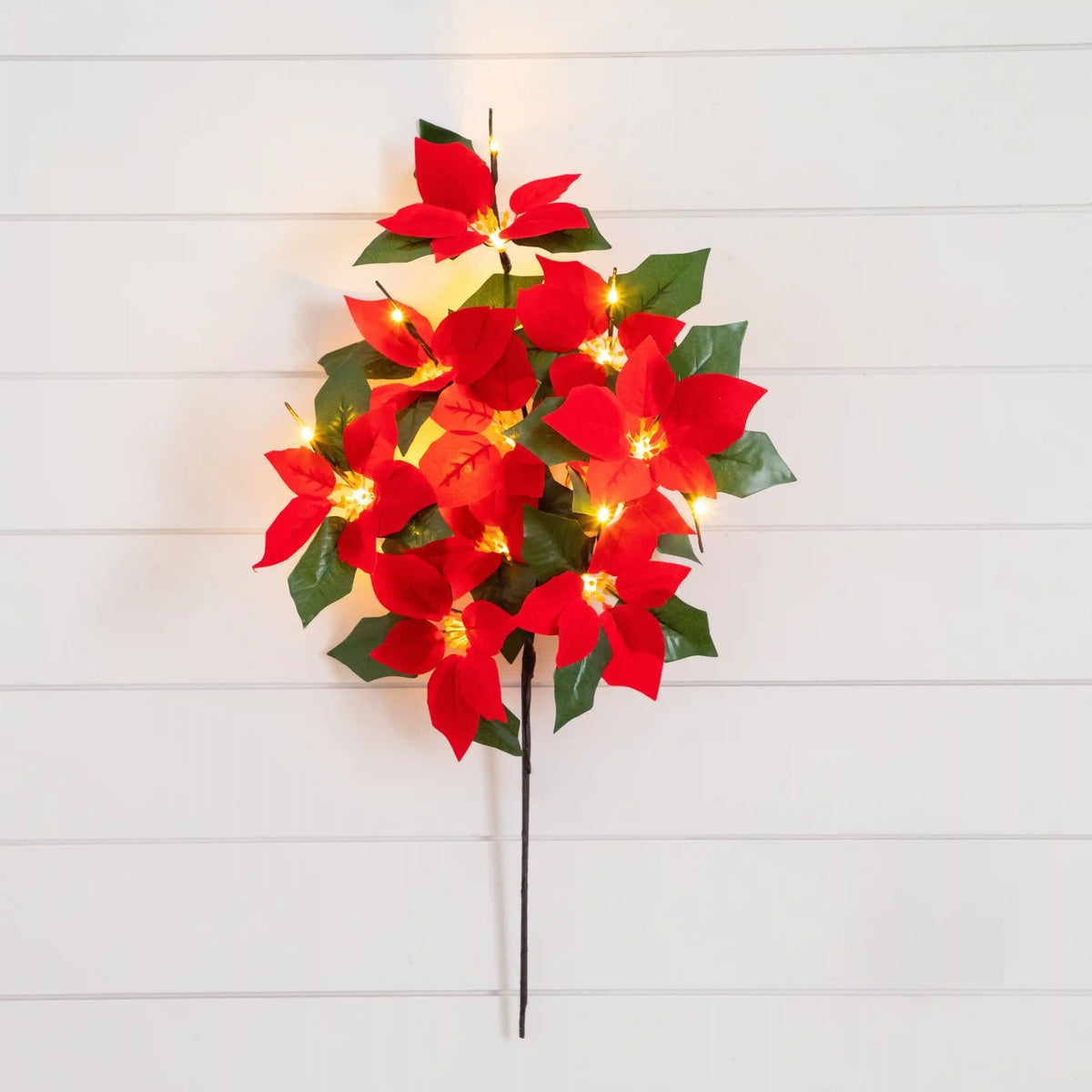 28” Artificial Pre-Lit Poinsettia Branch with 20 LED Lights