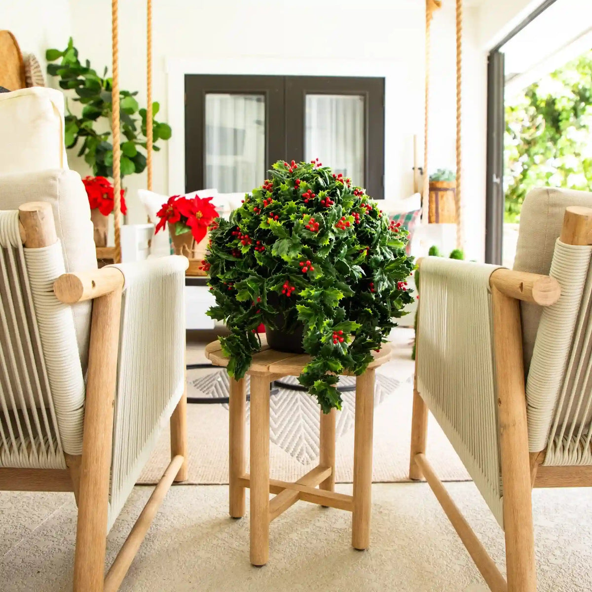 16” UV Resistant Artificial Holly Berry Christmas Plant (Indoor/Outdoor)