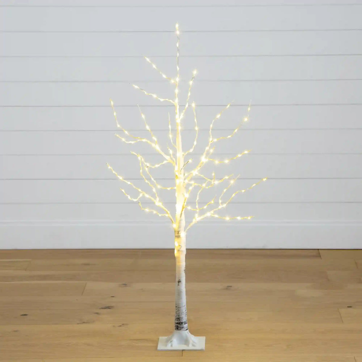 4’ Pre-Lit Artificial White Birch Tree with 180 Warm White LED Lights