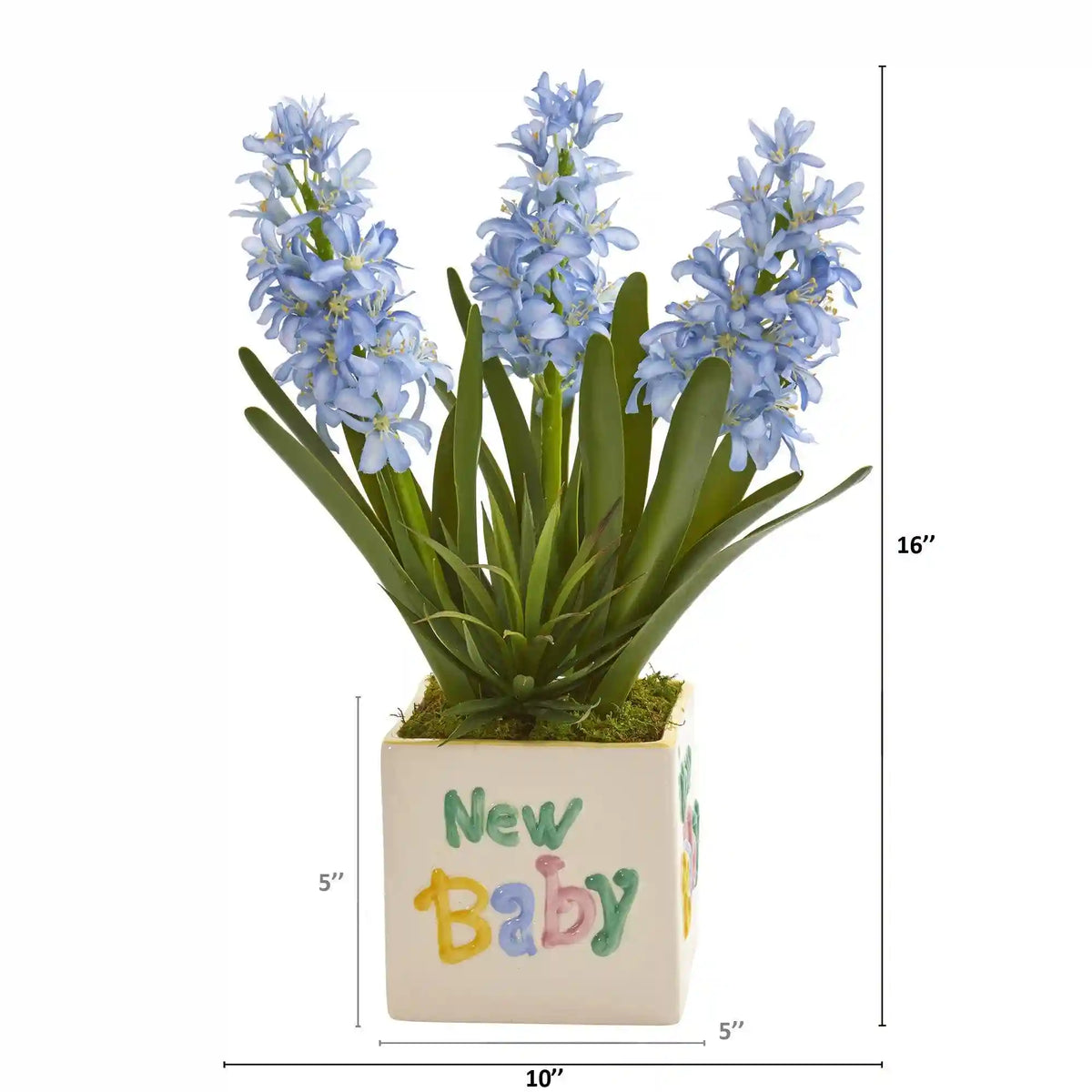 16” Hyacinth and Agave Artificial Plant in “New Baby” Planter