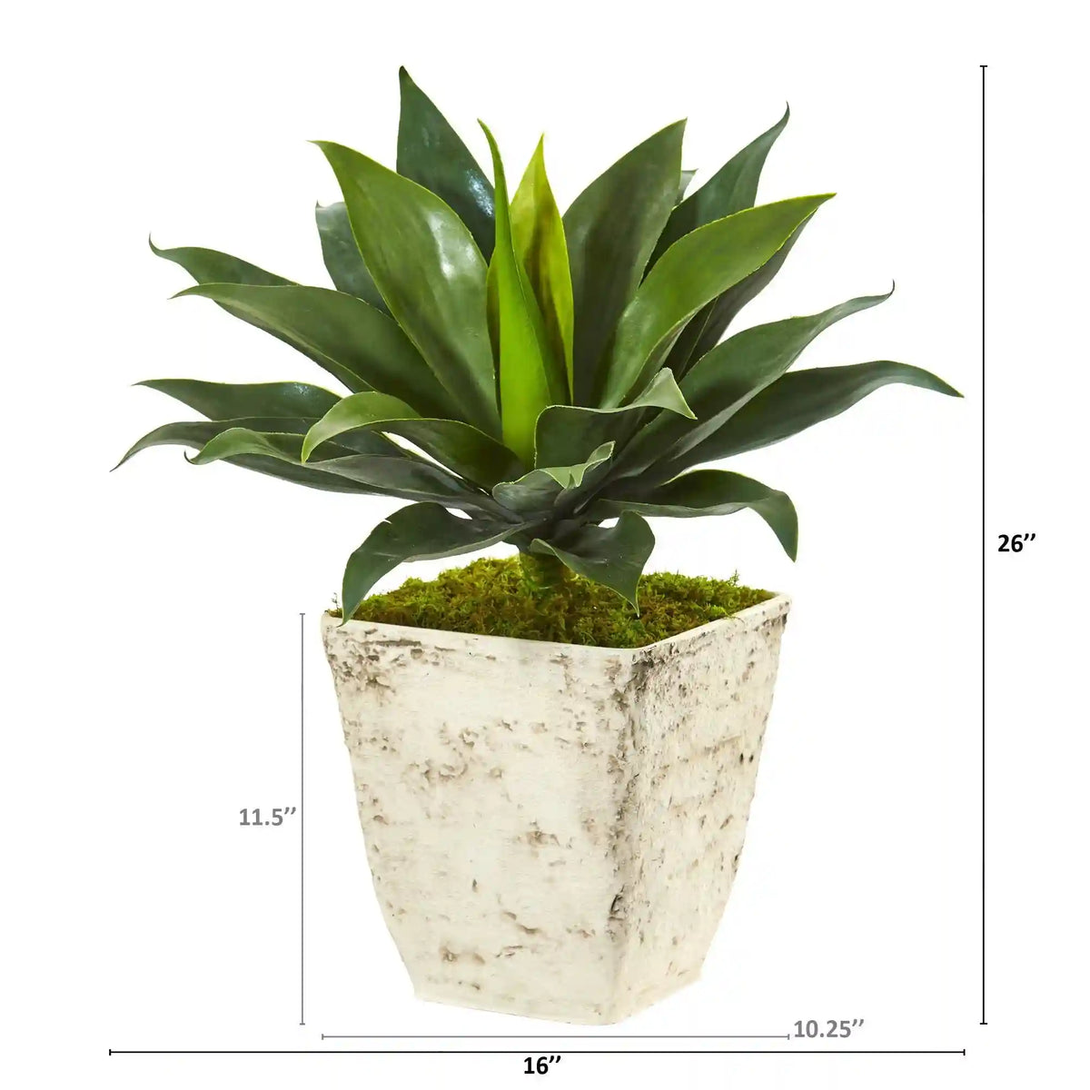 26” Large Agave Artificial Plant in Country White Planter