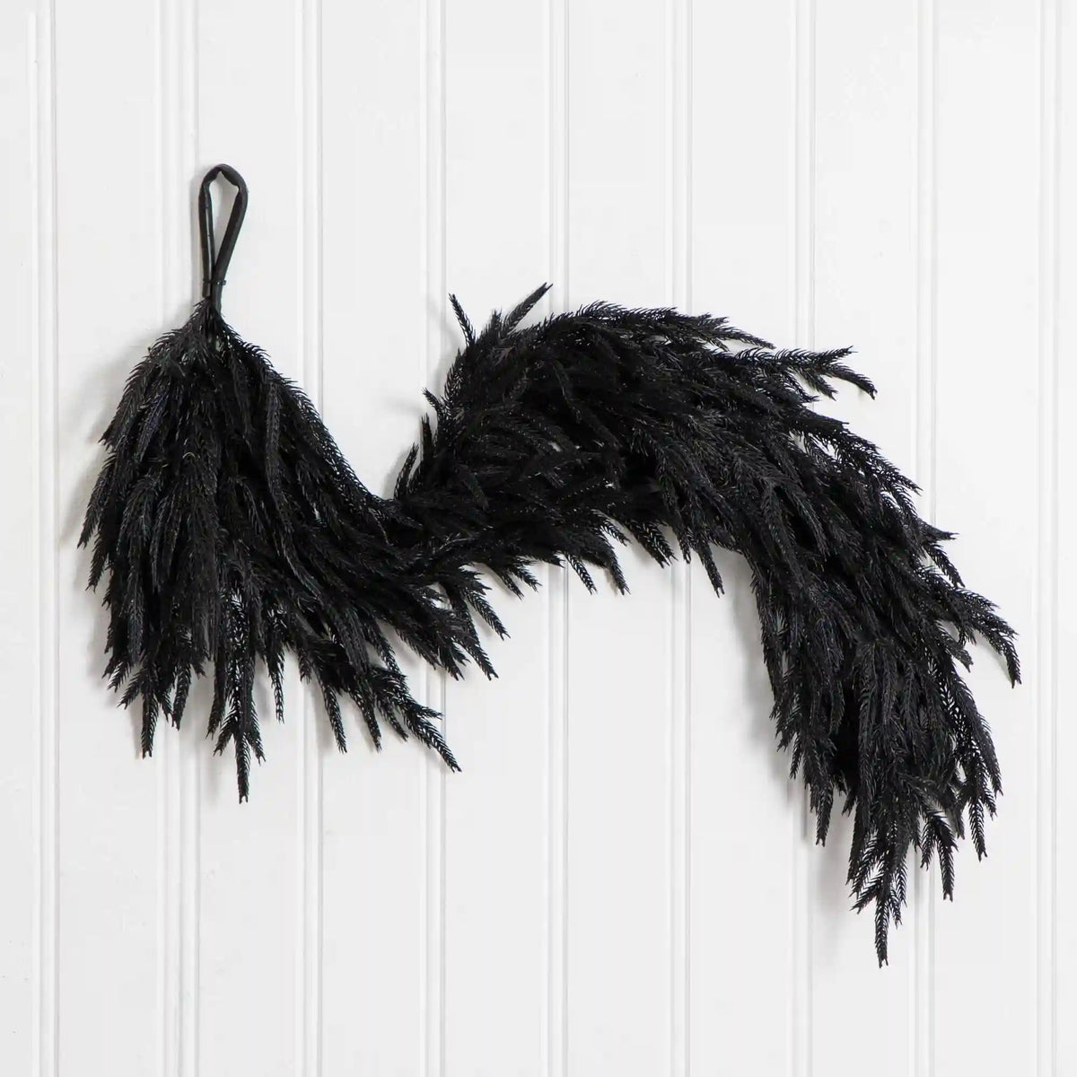 4' Artificial Real Touch Halloween Black Norfolk Island Pine Garland with Natural Look