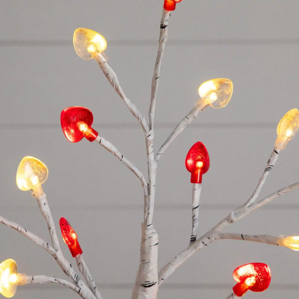 2' Pre-Lit Artificial Valentine's Day Twig Tree with 24 Red & White Heart-Shaped LED Lights