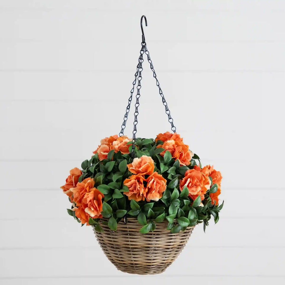 22” UV Resistant Artificial Camellia in Hanging Basket (Indoor/Outdoor)