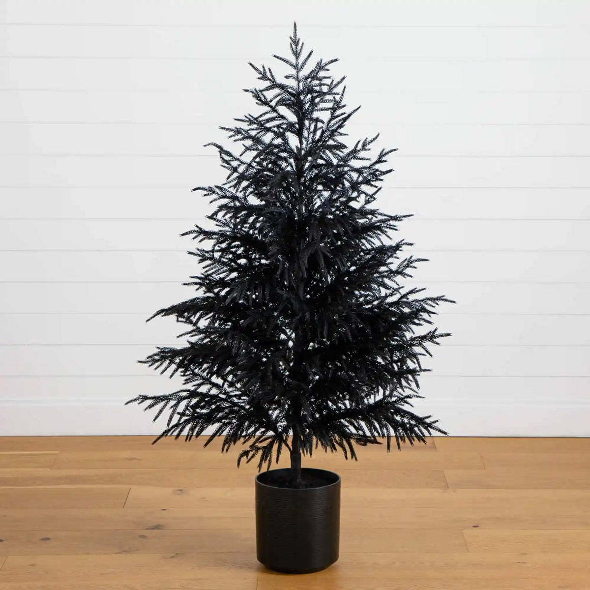 5' Artificial Halloween Real Touch Black Norfolk Pine Christmas Tree with Natural Look