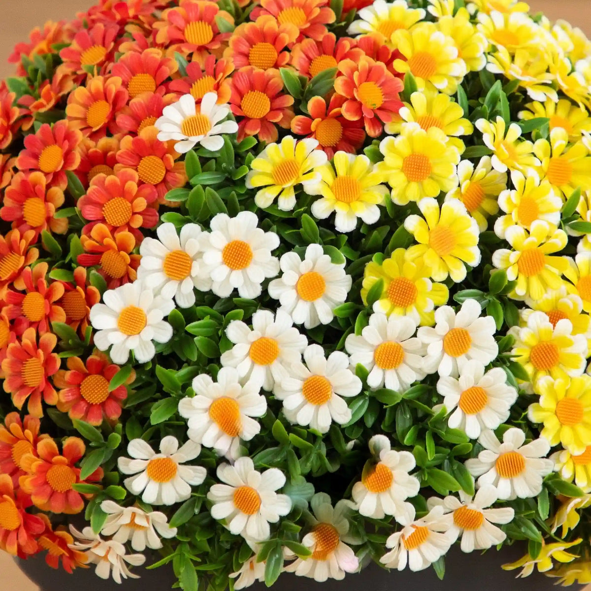 18” UV Resistant Autumn Artificial Fall Mixed Daisy Plant in Pot (Indoor/Outdoor)