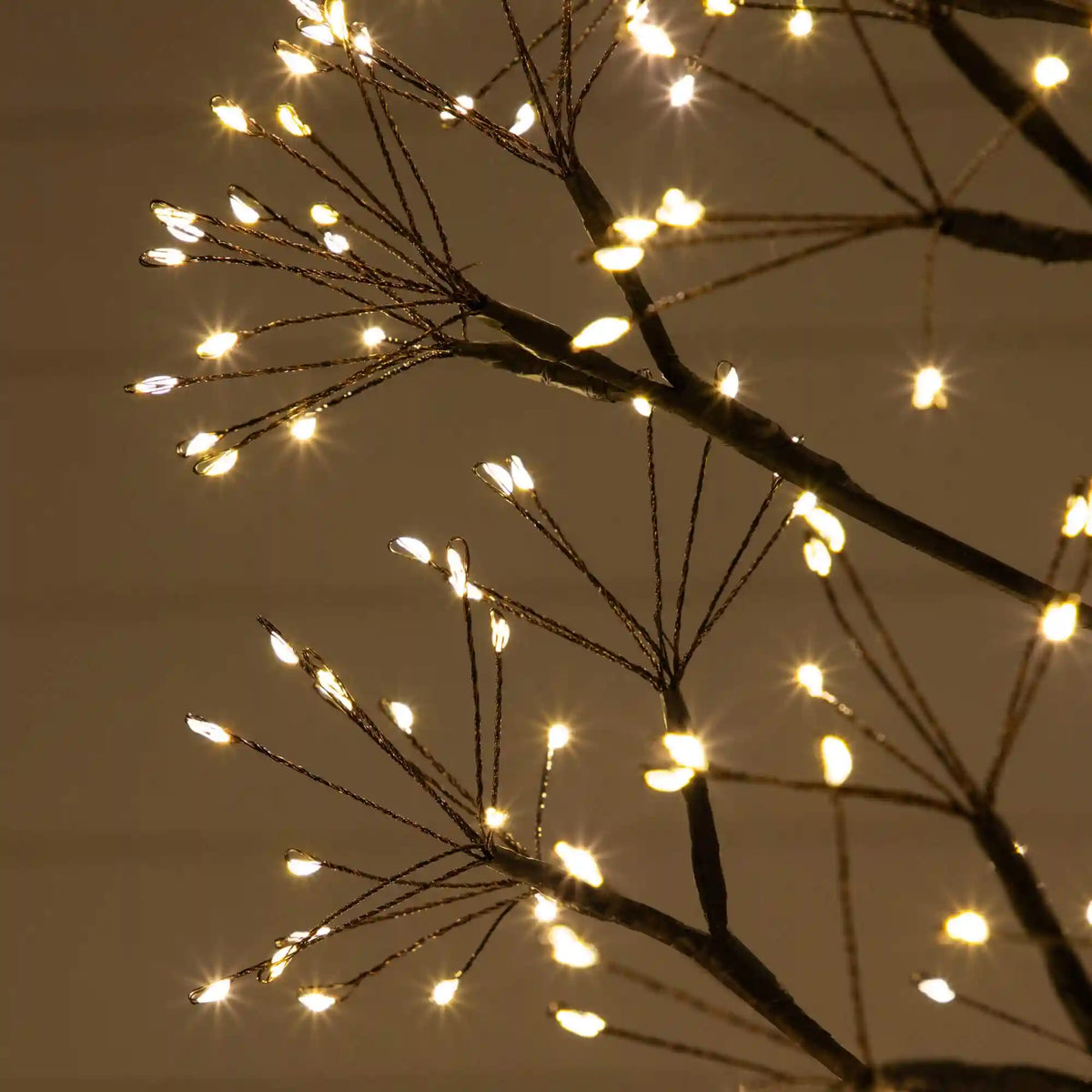6' Pre-Lit Artificial Halloween Black Starburst Tree with 1680 Fairy Warm White LED Lights