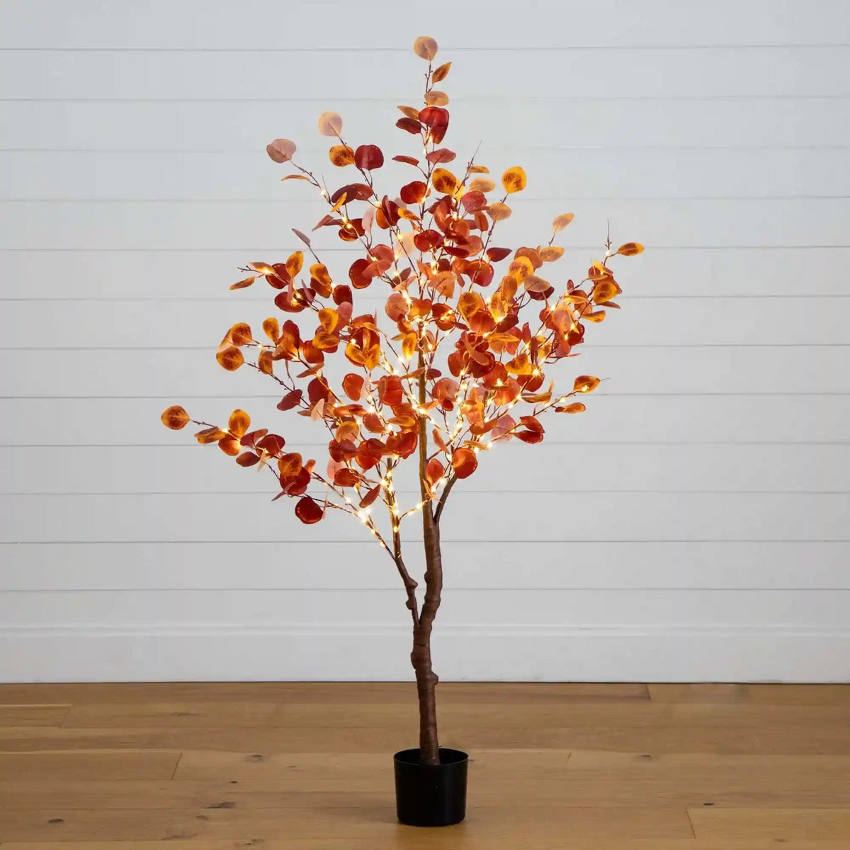5’ Pre-Lit Autumn Eucalyptus Artificial Fall Tree with 220 Warm White LED Lights