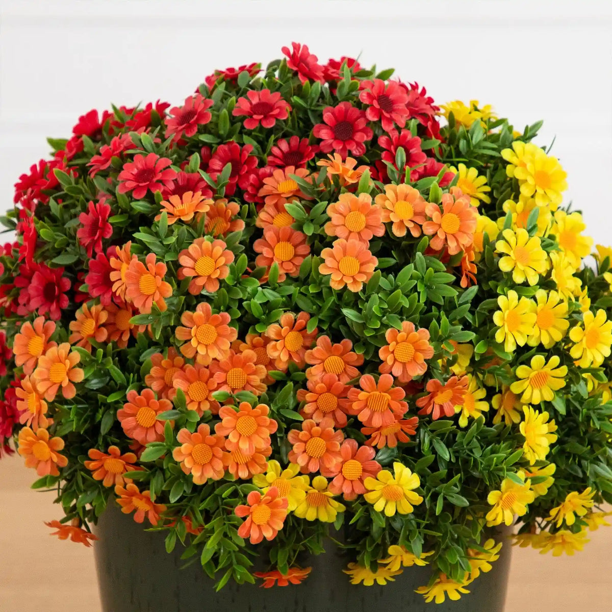 18” UV Resistant Autumn Artificial Fall Mixed Daisy Plant in Decorative Planter (Indoor/Outdoor)