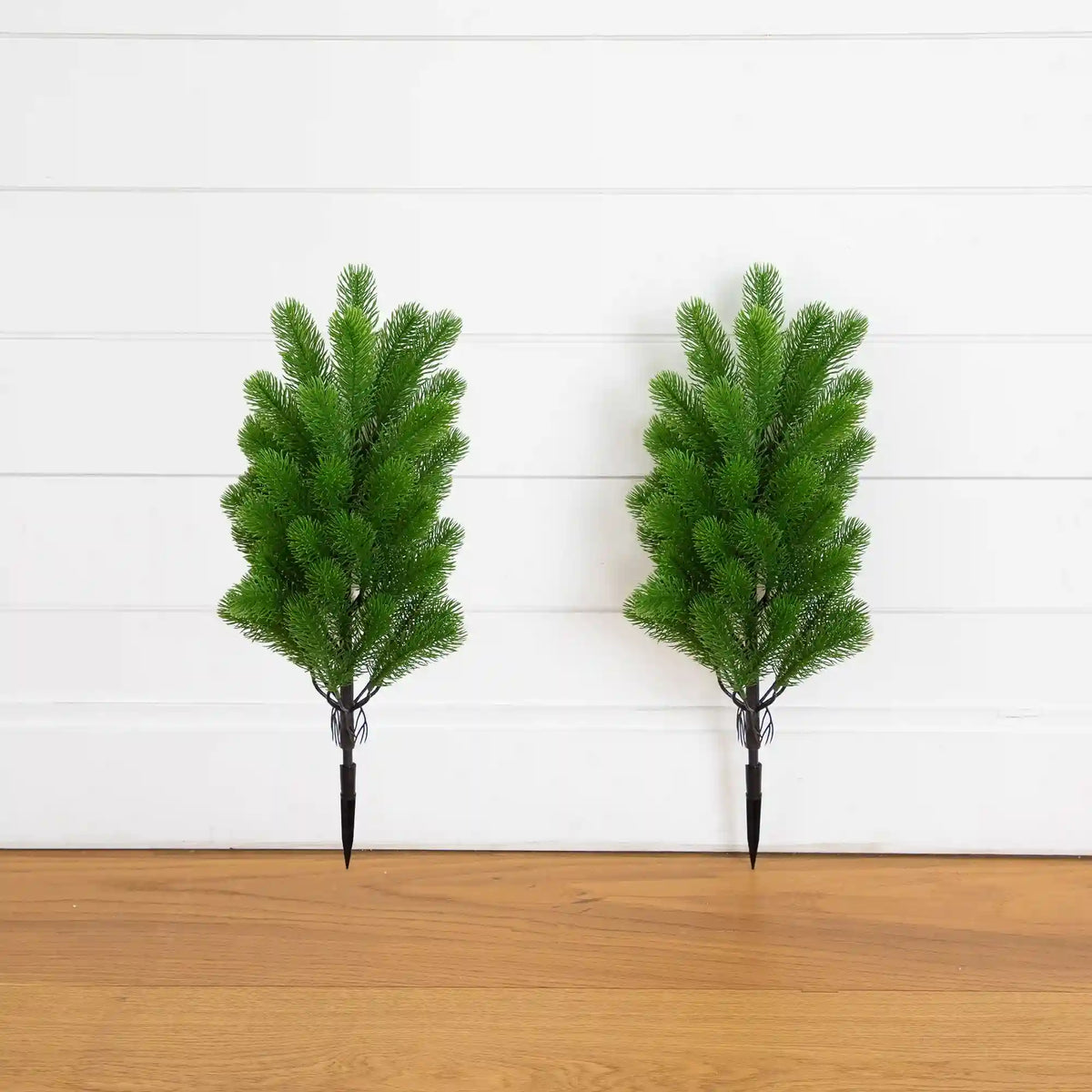 19” UV Resistant Artificial Christmas Pine with Stake (Indoor/Outdoor) - Set of 2