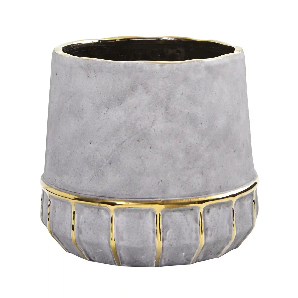 8.5” Regal Stone Decorative Planter with Gold Accents