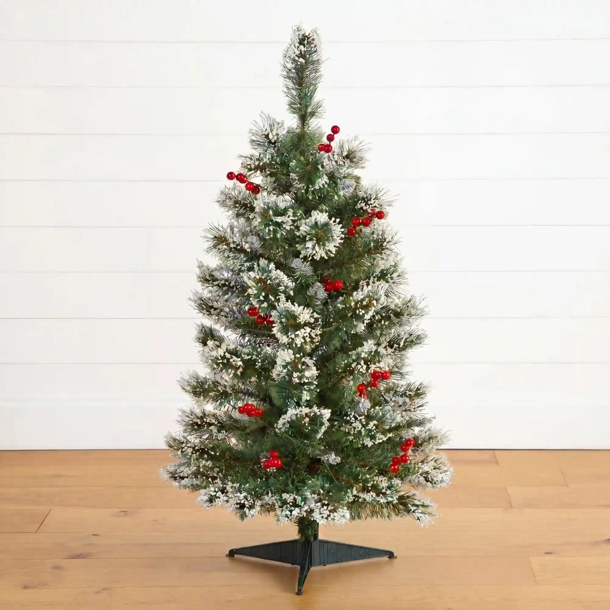 3’ Artificial Frosted Swiss Pine Christmas Tree with Berries