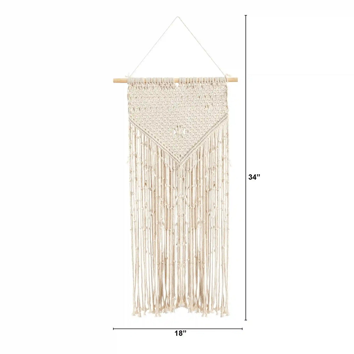 34” x 18” Hand Crafted Boho Macrame Wall Hanging Decor