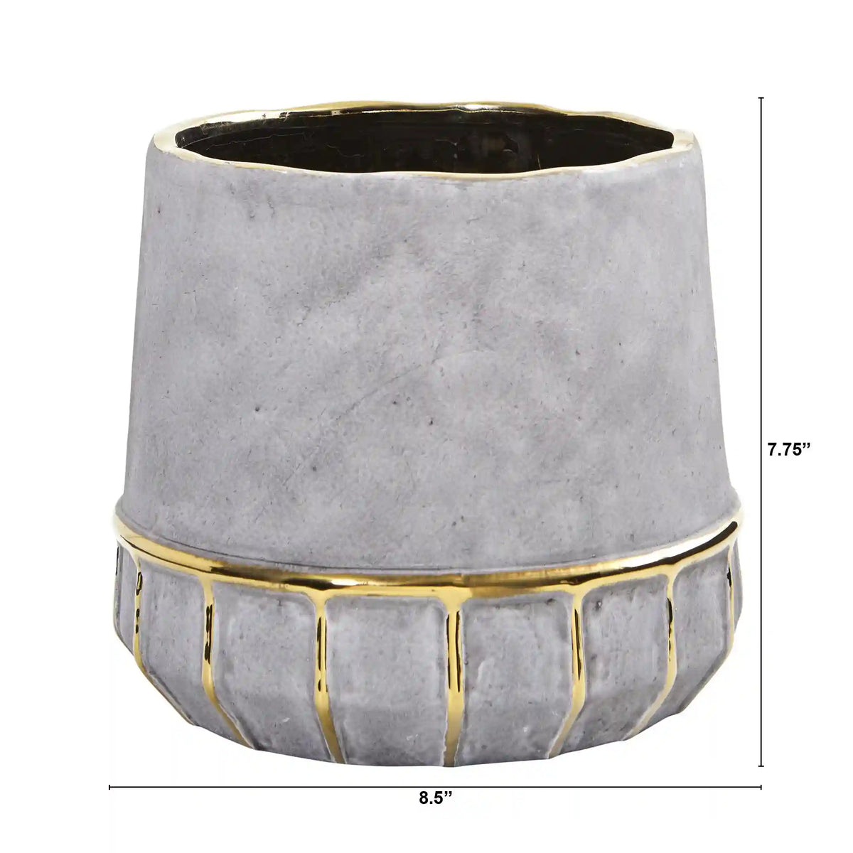 8.5” Regal Stone Decorative Planter with Gold Accents
