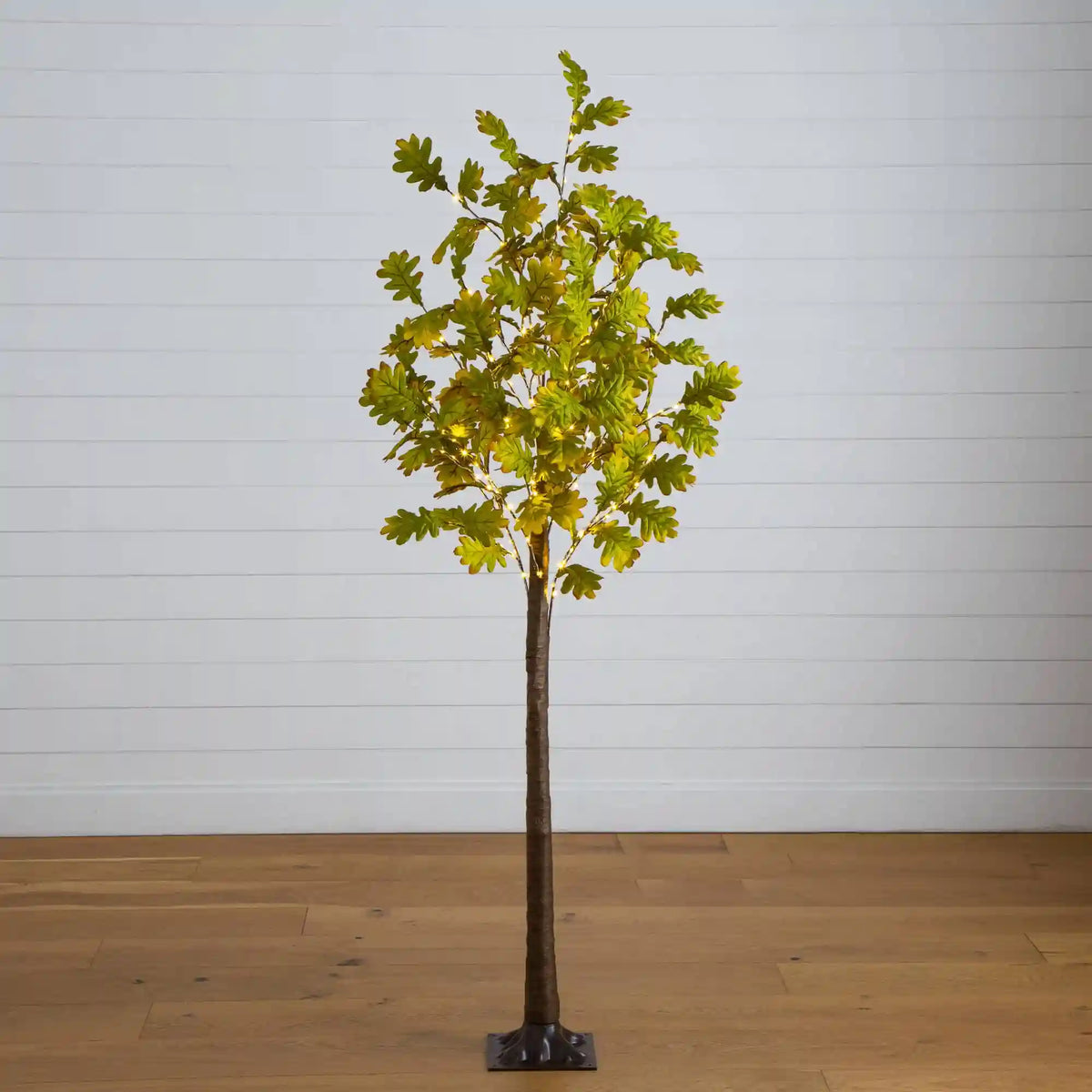5' Pre-Lit Green Autumn Oak Artificial Fall Tree with 200 Warm White LED Lights