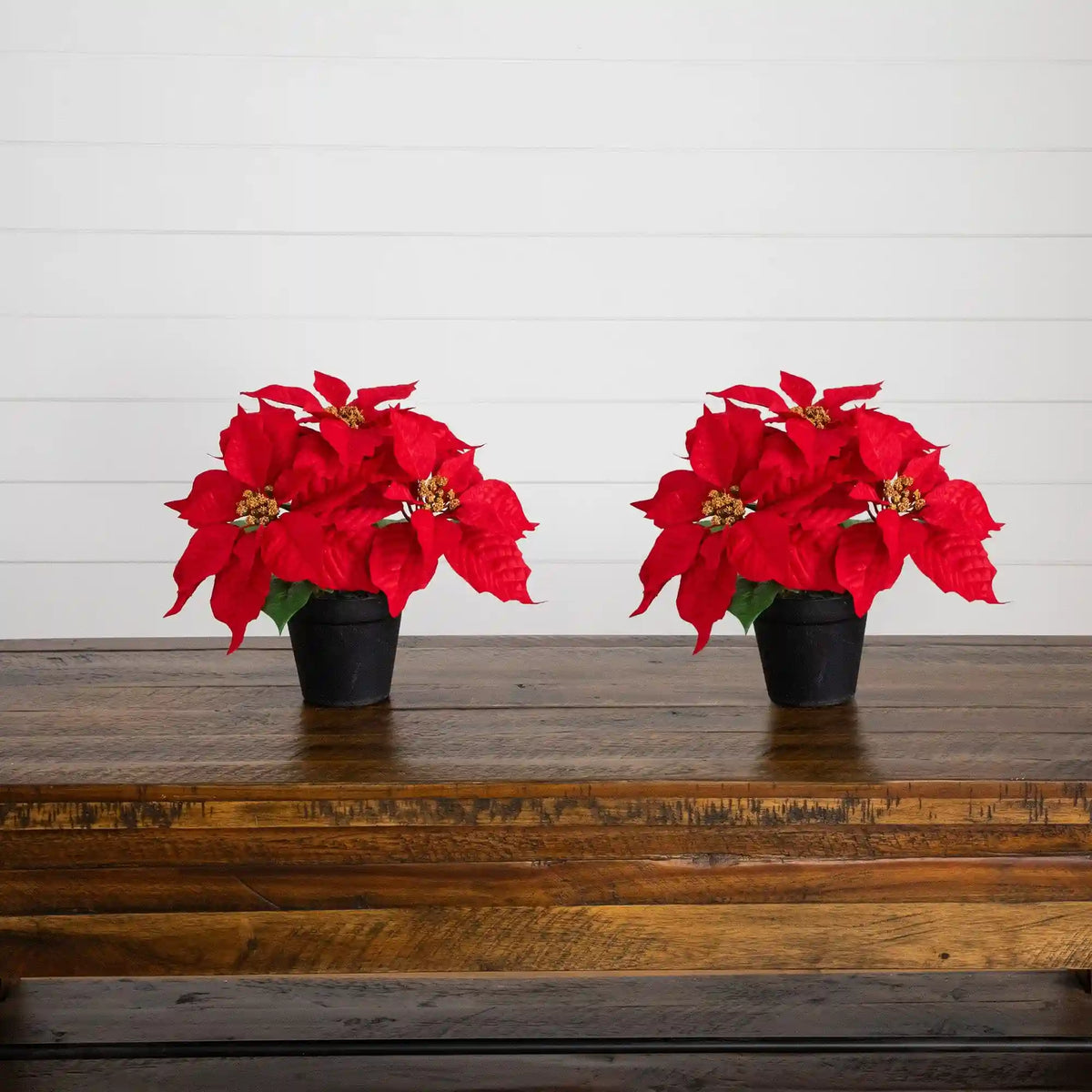 9" Artificial Poinsettia Plant - Set of 2