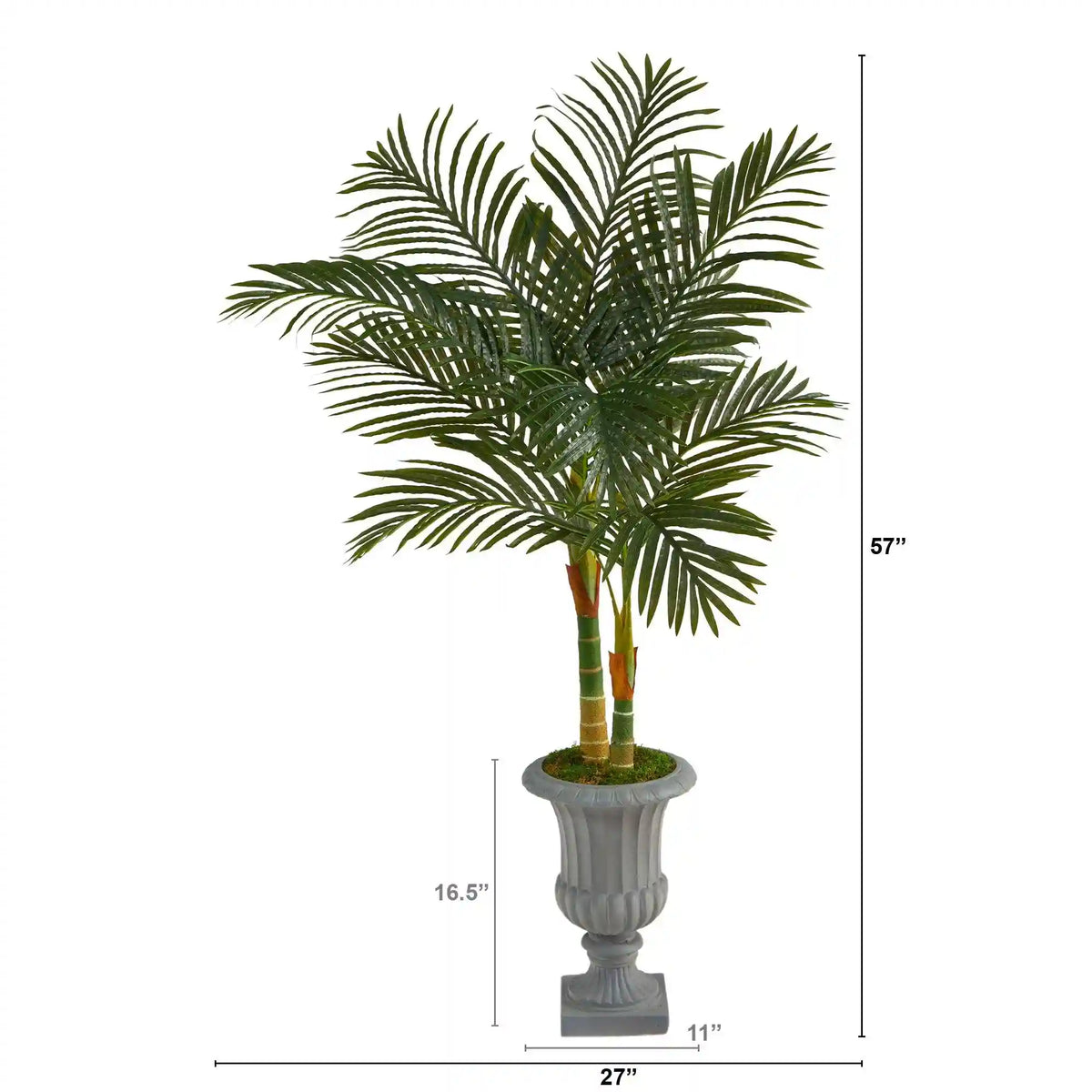 57” Golden Cane Artificial Palm Tree in Decorative Urn