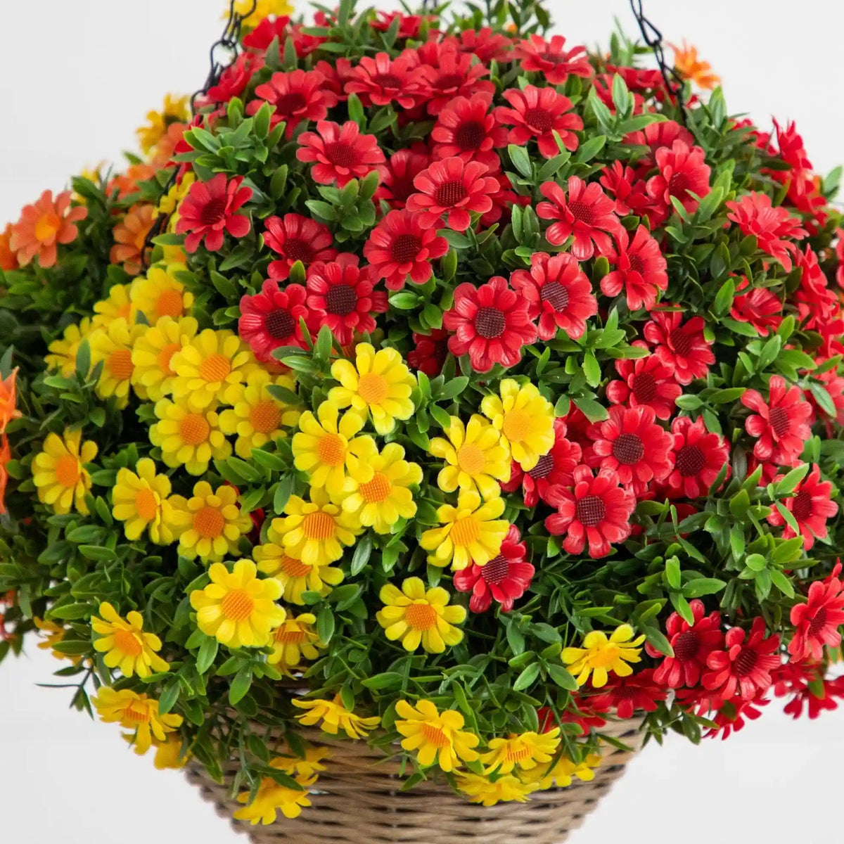 22” UV Resistant Autumn Artificial Fall Mixed Daisy Hanging Basket (Indoor/Outdoor)