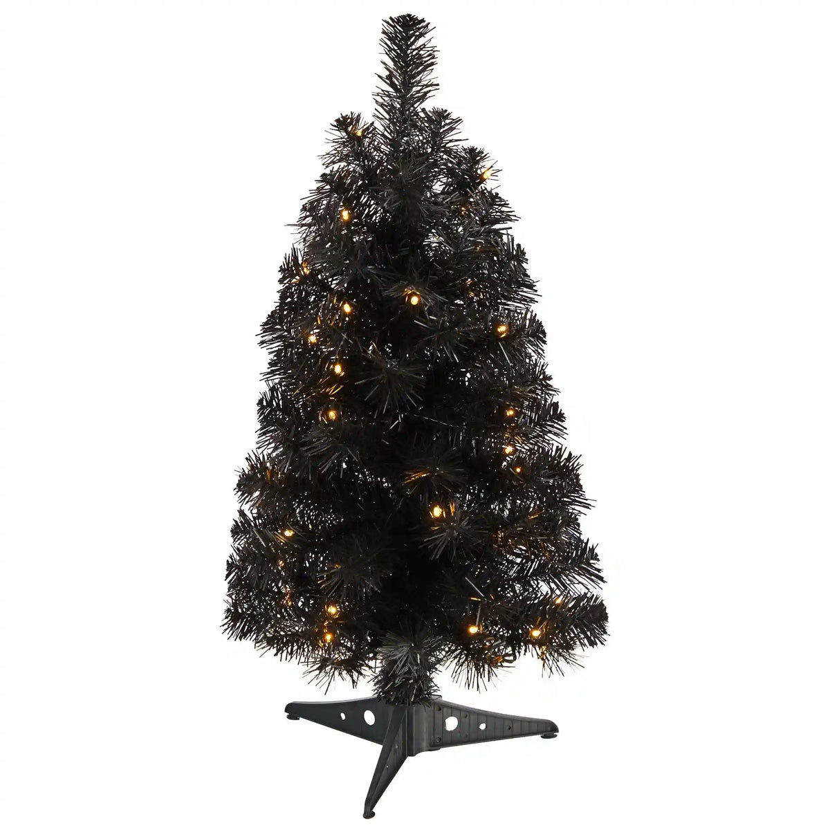 2’ Black Artificial Christmas Tree with 35 LED Lights and 72 Bendable Branches