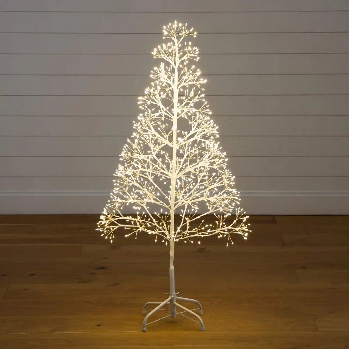 4' Pre-Lit Artificial White  Starburst Tree with 800 Fairy Warm White LED Lights