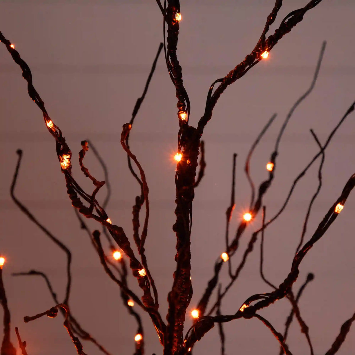 4' Pre-Lit Halloween Black Twig Artificial Tree with 180 Orange & Purple LED Lights