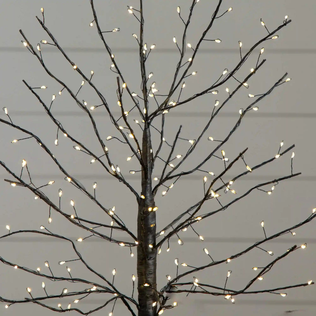 2' Pre-Lit Artifiical Halloween Black Twig Tree with 210 Warm White Fairy Copper Wire LED Lights