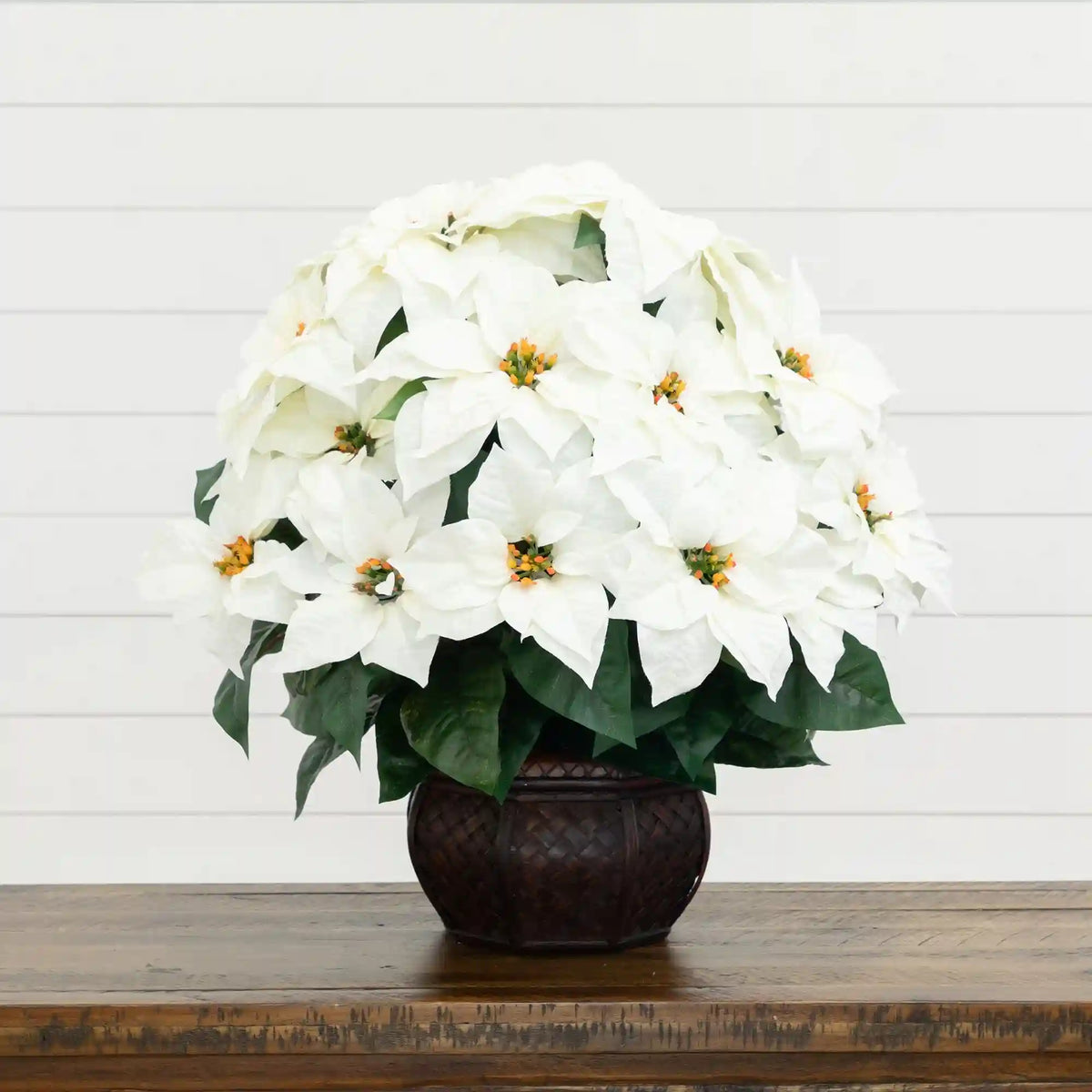 22" Artificial Poinsettia Arrangement in Decorative Planter
