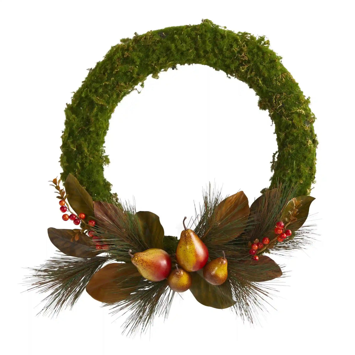 22” Pear, Magnolia and Moss Artificial Wreath