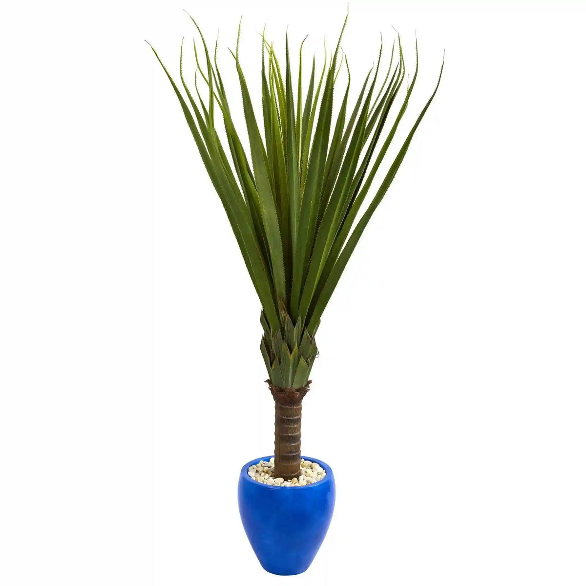 5.5’ Spiky Agave Artificial Plant in Blue Oval Planter