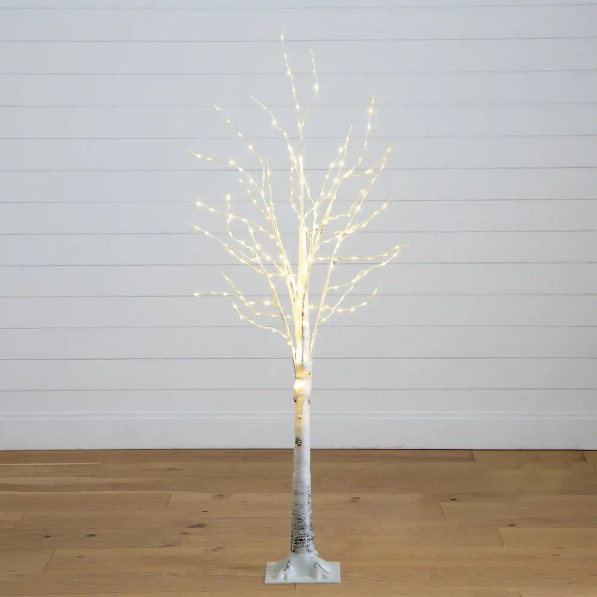 5’ Pre-Lit Artificial White Birch Tree with 240 Warm White LED Lights
