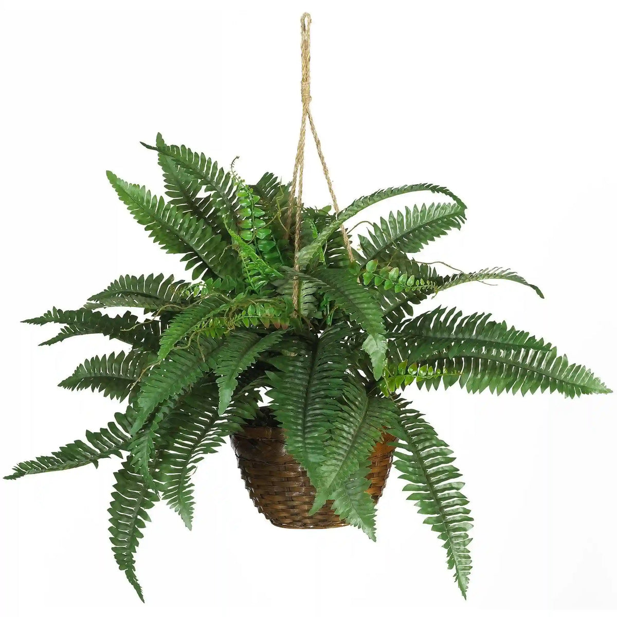18" Artificial Boston Fern Silk Hanging Basket
