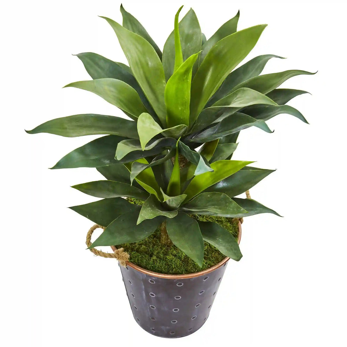 34” Double Agave Succulent Artificial Plant in Metal Planter