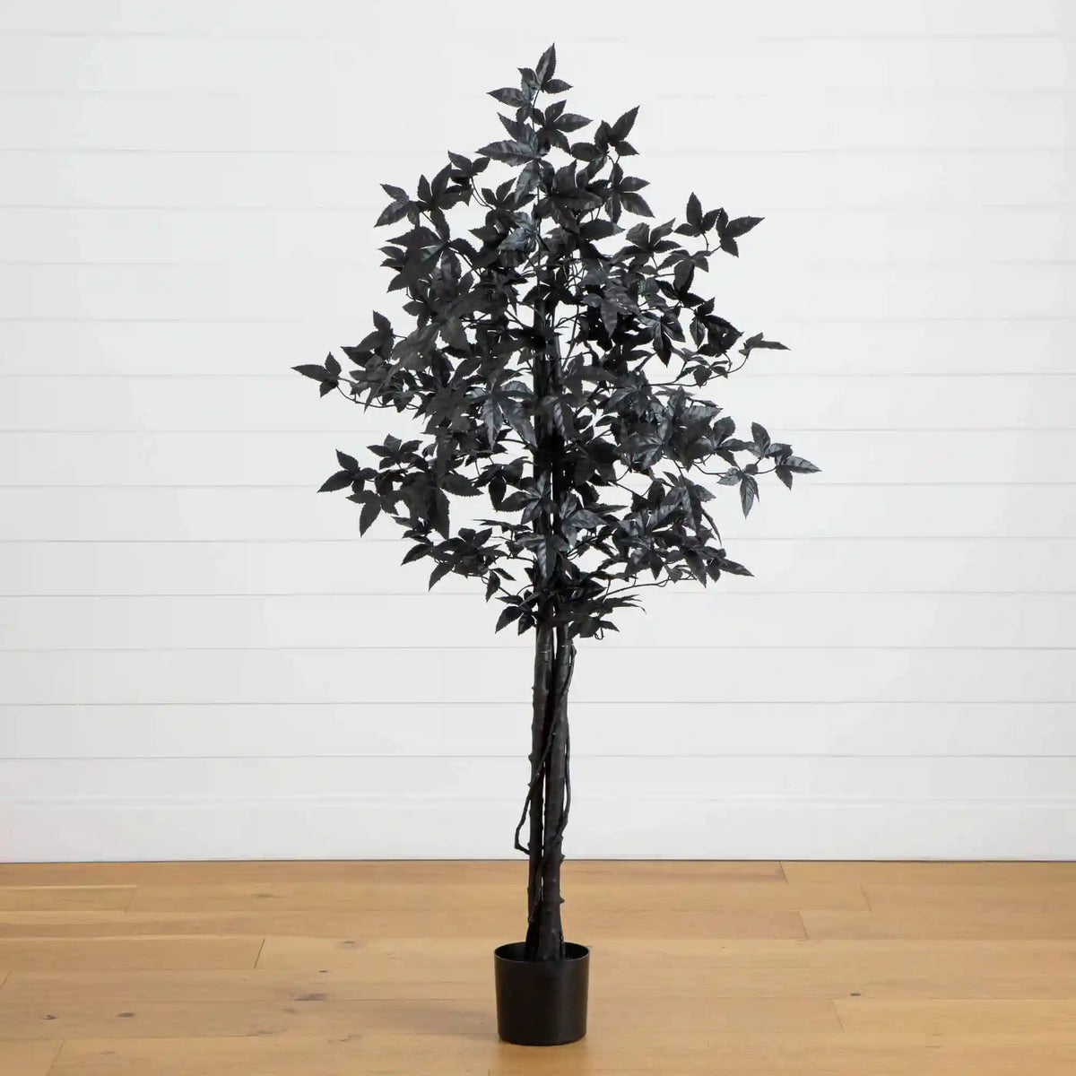 5' Artificial Halloween Black Maple Tree with Natural Trunk