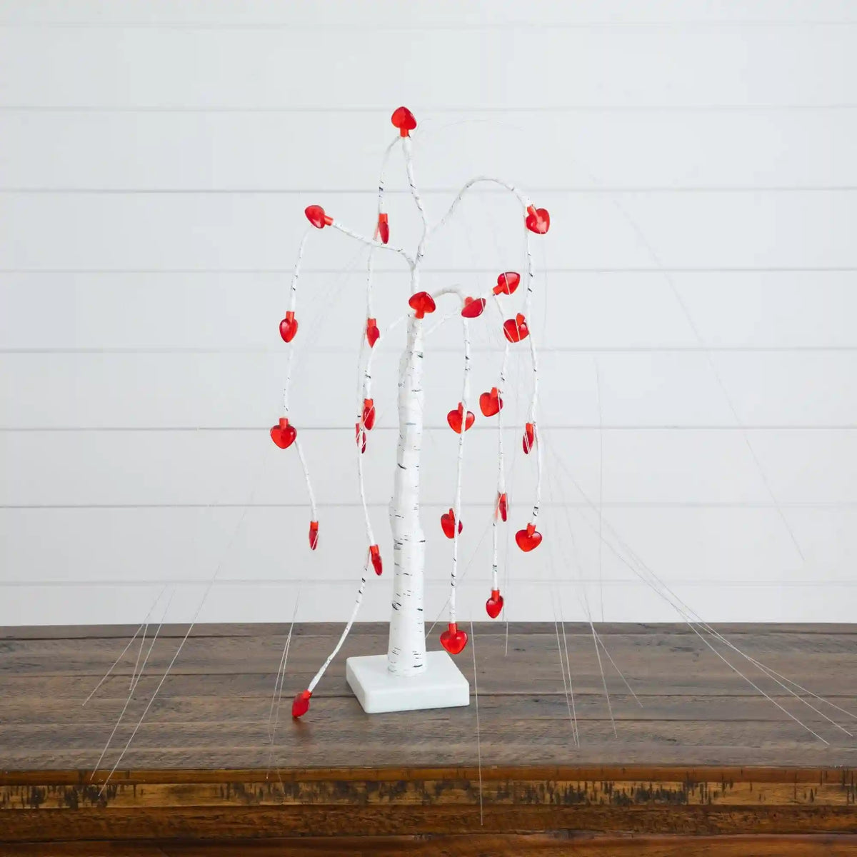 2' Pre-Lit Artificial Valentine's Day Willow Tree with 24 Heart Shaped LED Lights