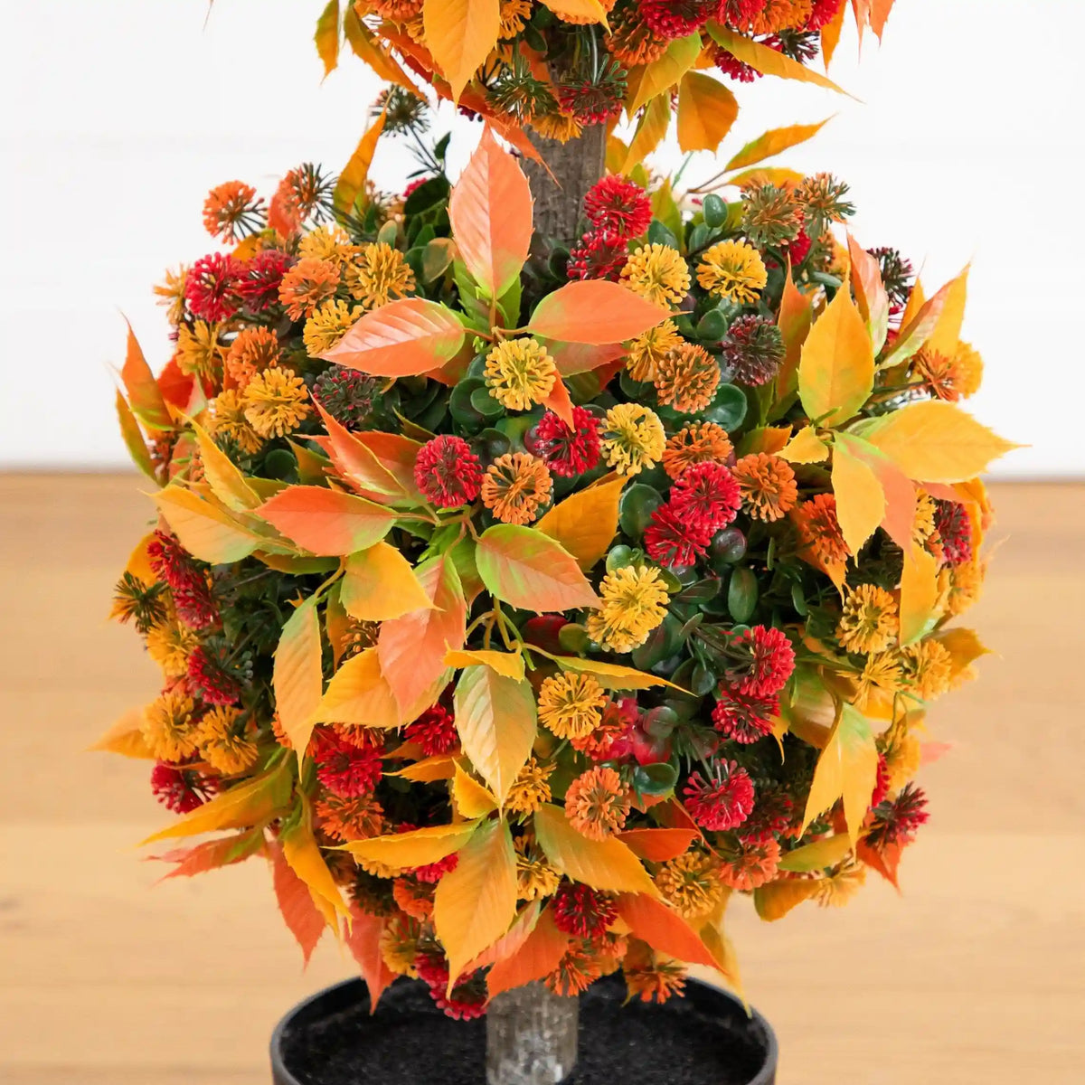3' UV Resistant Artificial Fall Mum Double Ball Topiary Tree (Indoor/Outdoor)