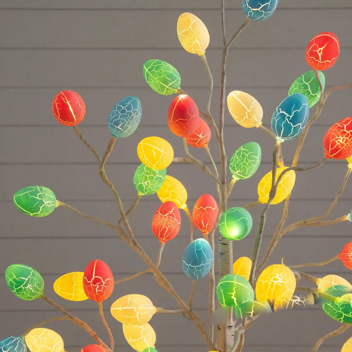 5' Pre-Lit Artificial Easter Twig Tree with 72 Egg Shaped LED Ornaments
