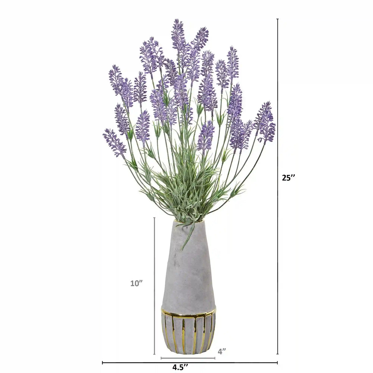 25” Lavender Artificial Plant in Vase with Gold Trimming