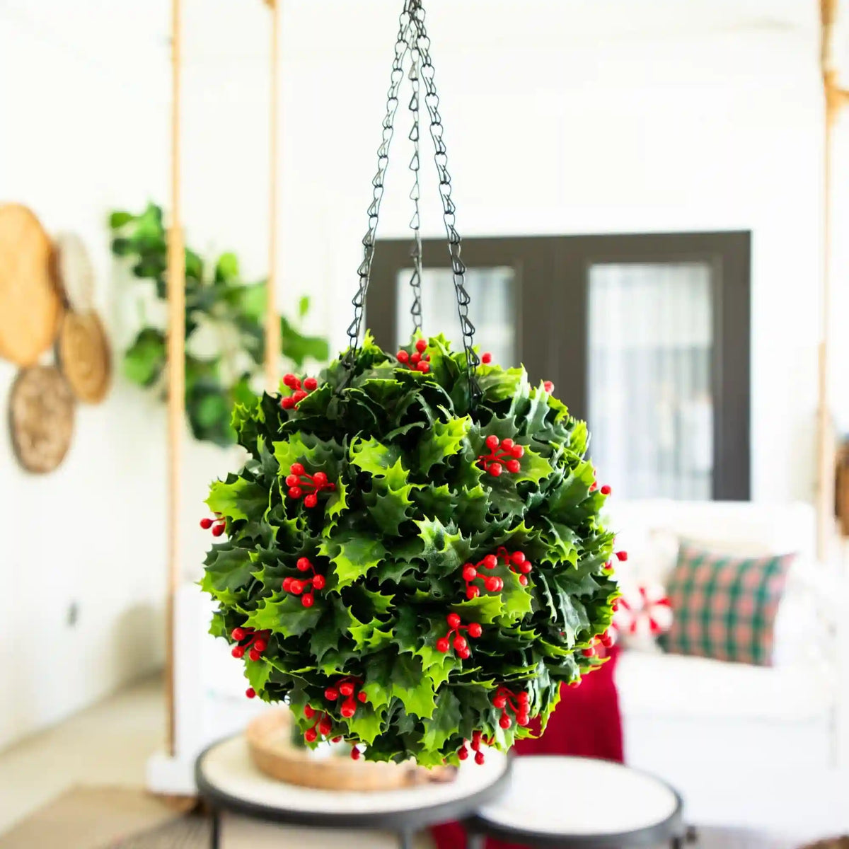 21” UV Resistant Artificial Holly Berry Christmas Hanging Ball (Indoor/Outdoor)