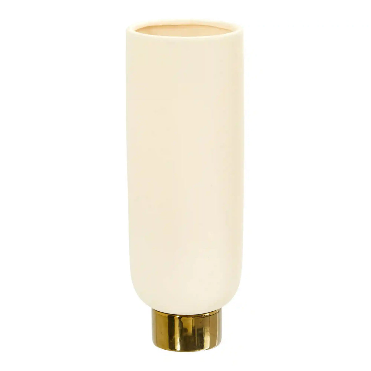 12.75” Elegance Ceramic Cylinder Vase with Gold Accents