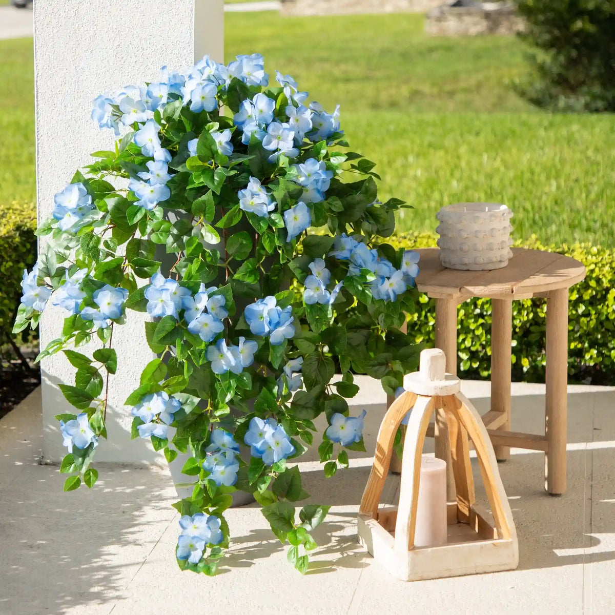 41" UV Resistant Artificial Hydrangea Hanging Plant (Indoor/Outdoor) - Set of 2