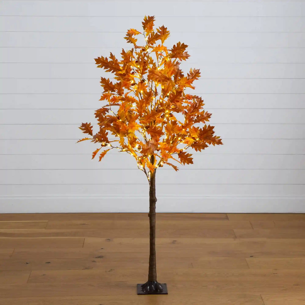 5' Pre-Lit Burnt Orange Autumn Maple Artificial Fall Tree with 240 Warm White LED Lights