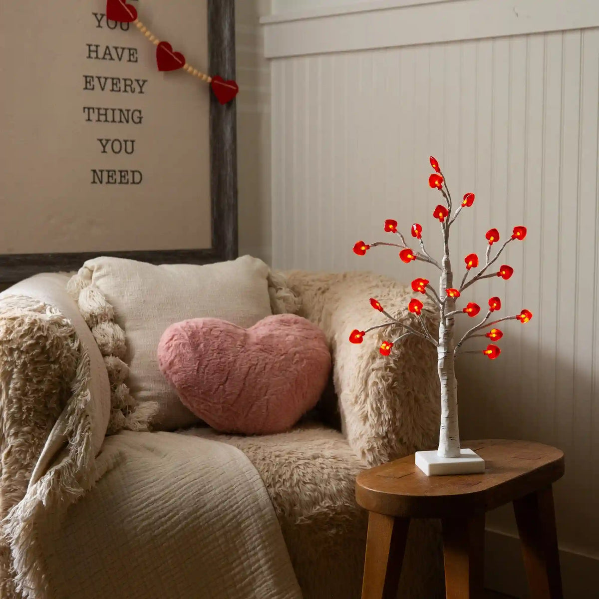 2' Pre-Lit Artificial Valentine's Day Twig Tree with 24 Red Heart-Shaped LED Lights