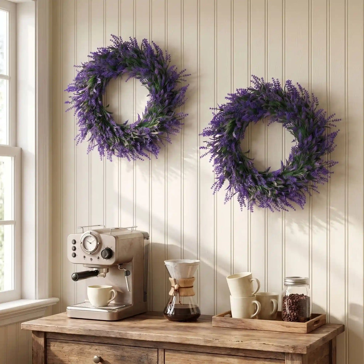 18” Artificial Lavender Wreath - Set of 2